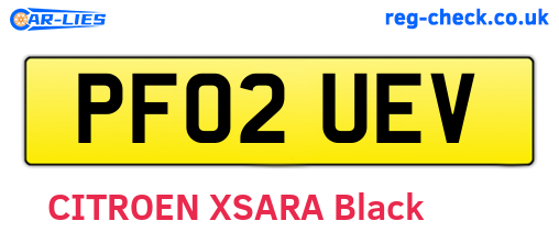 PF02UEV are the vehicle registration plates.