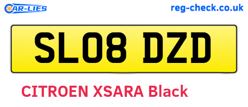SL08DZD are the vehicle registration plates.