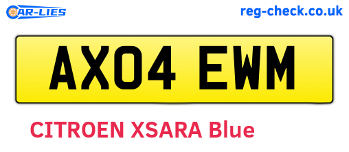 AX04EWM are the vehicle registration plates.