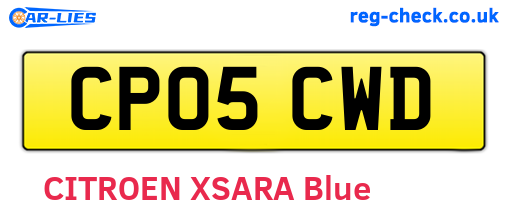 CP05CWD are the vehicle registration plates.