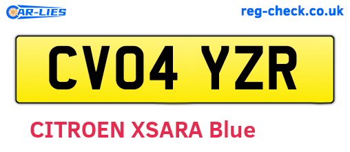 CV04YZR are the vehicle registration plates.