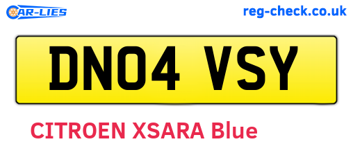 DN04VSY are the vehicle registration plates.