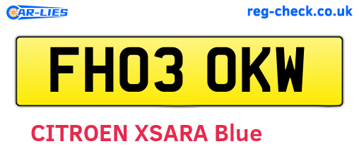 FH03OKW are the vehicle registration plates.