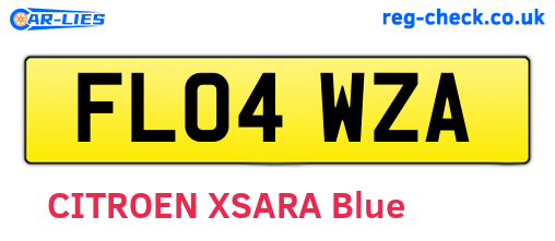FL04WZA are the vehicle registration plates.