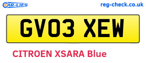 GV03XEW are the vehicle registration plates.