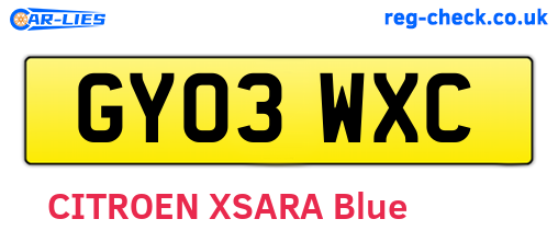 GY03WXC are the vehicle registration plates.