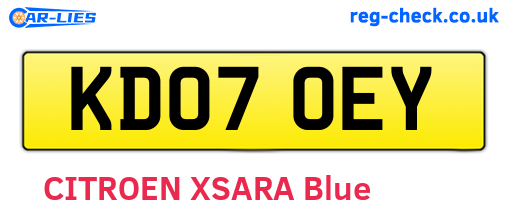 KD07OEY are the vehicle registration plates.