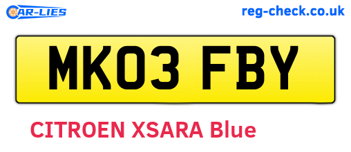 MK03FBY are the vehicle registration plates.