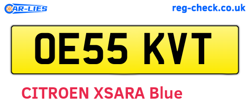 OE55KVT are the vehicle registration plates.