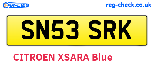 SN53SRK are the vehicle registration plates.