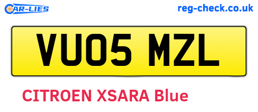 VU05MZL are the vehicle registration plates.