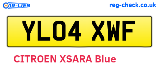 YL04XWF are the vehicle registration plates.