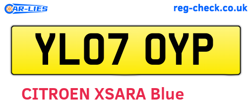 YL07OYP are the vehicle registration plates.