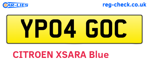 YP04GOC are the vehicle registration plates.