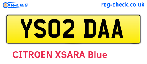 YS02DAA are the vehicle registration plates.