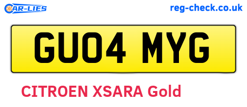 GU04MYG are the vehicle registration plates.