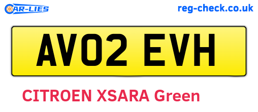 AV02EVH are the vehicle registration plates.