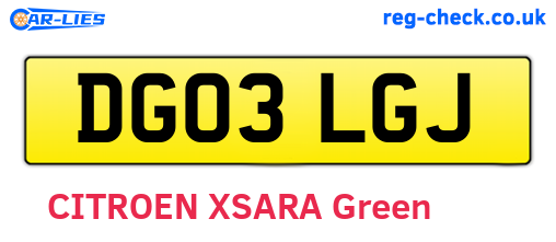 DG03LGJ are the vehicle registration plates.