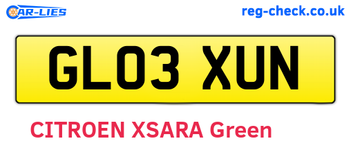 GL03XUN are the vehicle registration plates.