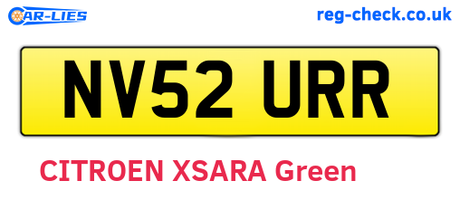 NV52URR are the vehicle registration plates.