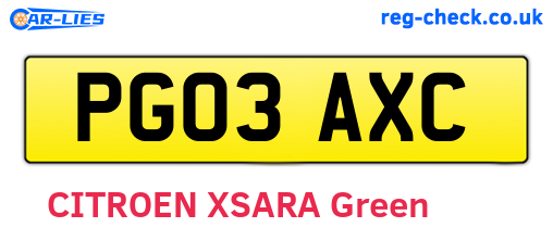 PG03AXC are the vehicle registration plates.