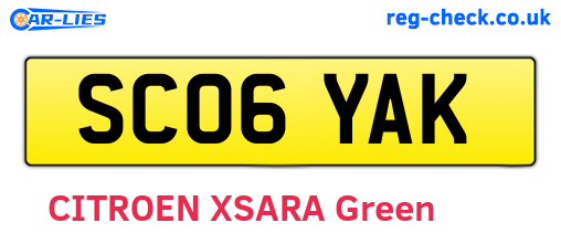 SC06YAK are the vehicle registration plates.