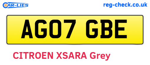 AG07GBE are the vehicle registration plates.