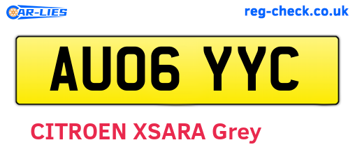 AU06YYC are the vehicle registration plates.