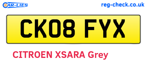 CK08FYX are the vehicle registration plates.
