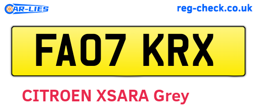 FA07KRX are the vehicle registration plates.