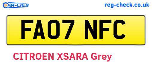 FA07NFC are the vehicle registration plates.