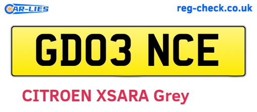 GD03NCE are the vehicle registration plates.