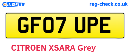 GF07UPE are the vehicle registration plates.