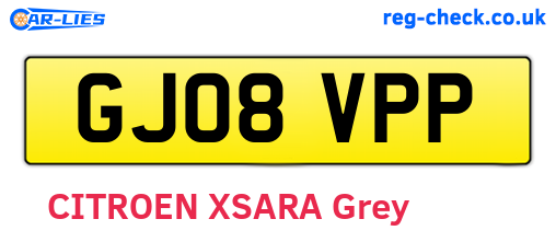 GJ08VPP are the vehicle registration plates.