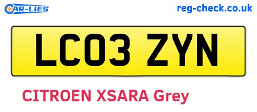 LC03ZYN are the vehicle registration plates.