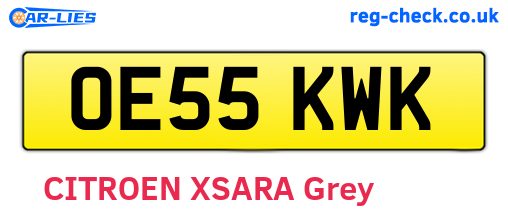 OE55KWK are the vehicle registration plates.