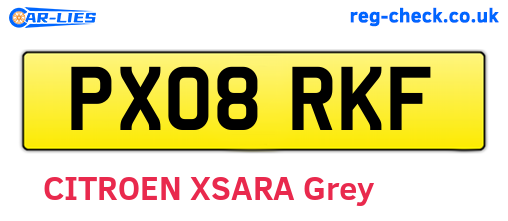 PX08RKF are the vehicle registration plates.