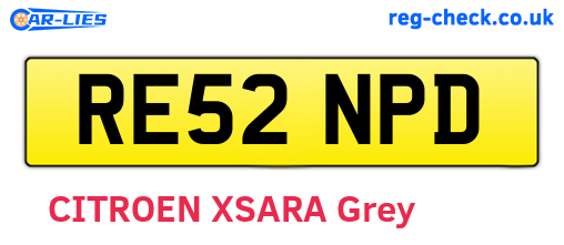 RE52NPD are the vehicle registration plates.