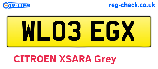 WL03EGX are the vehicle registration plates.