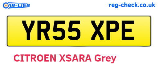 YR55XPE are the vehicle registration plates.