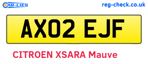 AX02EJF are the vehicle registration plates.
