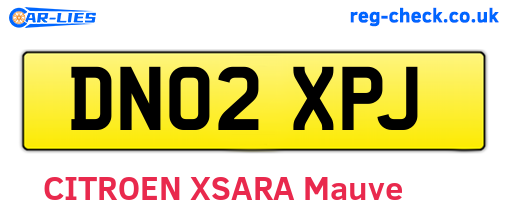 DN02XPJ are the vehicle registration plates.