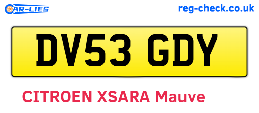 DV53GDY are the vehicle registration plates.