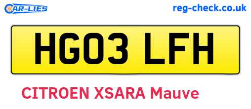 HG03LFH are the vehicle registration plates.