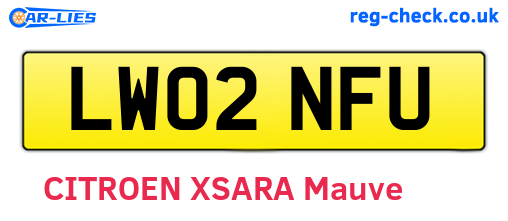 LW02NFU are the vehicle registration plates.