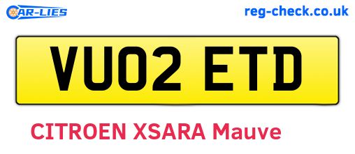 VU02ETD are the vehicle registration plates.