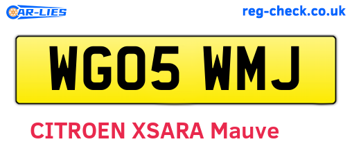 WG05WMJ are the vehicle registration plates.