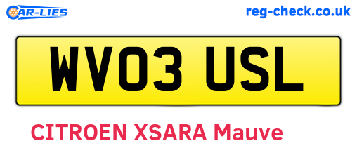 WV03USL are the vehicle registration plates.