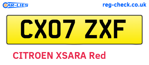 CX07ZXF are the vehicle registration plates.