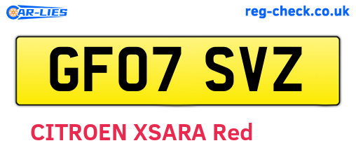 GF07SVZ are the vehicle registration plates.